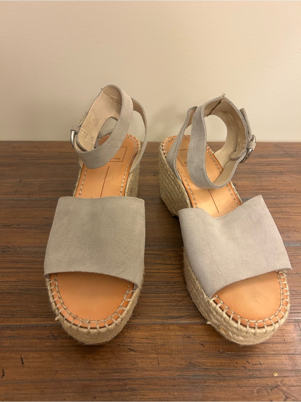 Dolce Vita Taupe Suede Espadrille Wedge Sandals Size 8.5